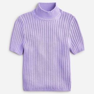 J. Crew Cotton-blend short-sleeve turtleneck sweater in Hampton Purple size sm